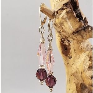Purple and Pink Swarovski & SS Earrings